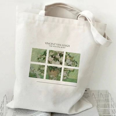 Acquisto di drogheria Tote Custom Printing Eco Canvas Handbag With VAN GAGH Painting