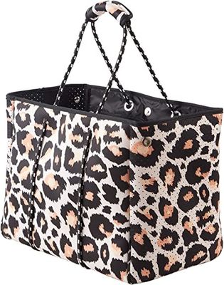 Grande neoprene Tote Cross Body Bag Folding della borsa della stampa del leopardo riutilizzabile