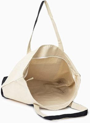 Grande cotone organico extra di Tote Bag Zip Top Zippered tela 100% 22 pollici
