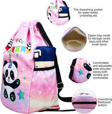 Viaggio Panda Mini Bag Backpack di nuotata della spiaggia della palestra per i bambini con il supporto di bottiglia di acqua 2
