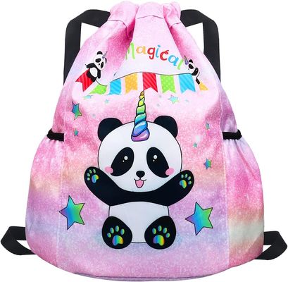 Viaggio Panda Mini Bag Backpack di nuotata della spiaggia della palestra per i bambini con il supporto di bottiglia di acqua 2
