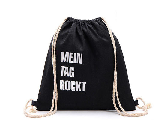 Qualità  Custom Logo Canvas Drawstring Bags Black Canvas Cinch Backpack For Men fabbrica