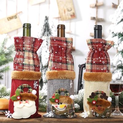 La bottiglia di vino di Natale dell'OEM della fabbrica copre la borsa per i supporti domestici del regalo della calza di Santa Claus Wine Bottle Cover Snowman