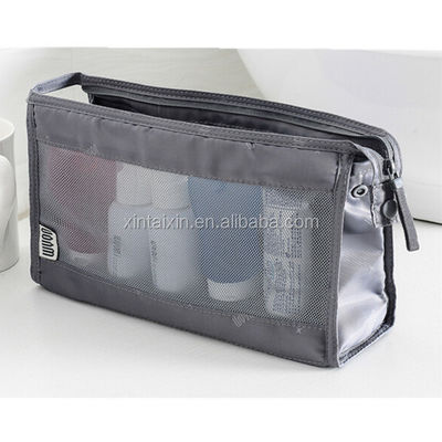 Poliestere della borsa dell'articolo da toeletta di vendita calda diretta della fabbrica chiaro e borsa cosmetica di bellezza di eco della borsa di trucco della maglia