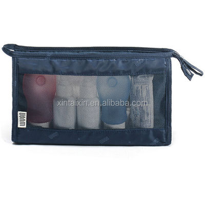 Poliestere della borsa dell'articolo da toeletta di vendita calda diretta della fabbrica chiaro e borsa cosmetica di bellezza di eco della borsa di trucco della maglia