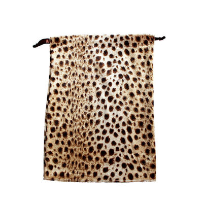 La piccola borsa riutilizzabile del leopardo del sacchetto del regalo della tasca della pelle scamosciata dei gioielli della borsa di cordone del velluto di prezzo franco fabbrica con personalizza il logo e la dimensione