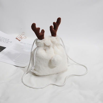 Borsa lanuginosa di Antler della renna di Natale di cordone di inverno di lusso della borsa