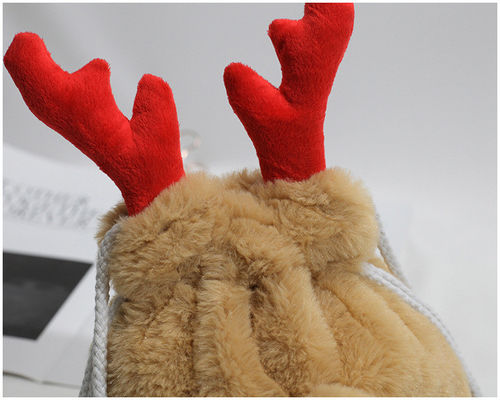 Borsa lanuginosa di Antler della renna di Natale di cordone di inverno di lusso della borsa
