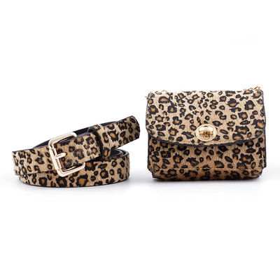 Banda femminile 2 del leopardo della cintura della borsa della vita in 1 falda Fanny Pack di cuoio del telefono cellulare della cinghia della borsa della vita della borsa della cinghia delle signore