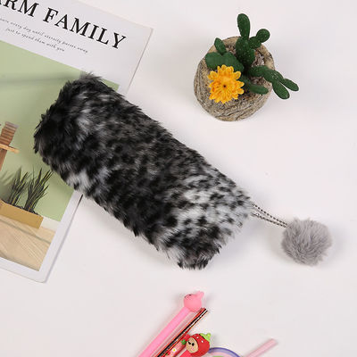 Le ragazze sveglie di Pencilcase della cancelleria della borsa di scuola del leopardo della stampa dell'astuccio per le matite creativo della peluche istruiscono lo studente Storage Bag dei rifornimenti