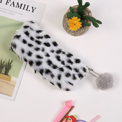 Le ragazze sveglie di Pencilcase della cancelleria della borsa di scuola del leopardo della stampa dell'astuccio per le matite creativo della peluche istruiscono lo studente Storage Bag dei rifornimenti