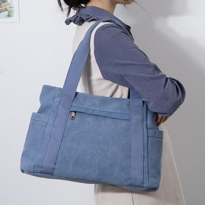 Capacità riutilizzabile Tote Bag ecologico della borsa casuale della spalla delle barbone della tela delle donne di modo grande