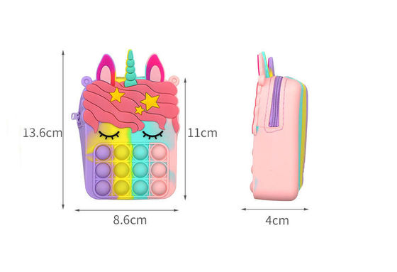 La spinta di irrequietezza bolle sacco per cadaveri inter- della silice delle signore del portafoglio di Toy Rainbow Unicorn Coin Purse
