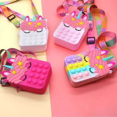 La spinta di irrequietezza bolle sacco per cadaveri inter- della silice delle signore del portafoglio di Toy Rainbow Unicorn Coin Purse