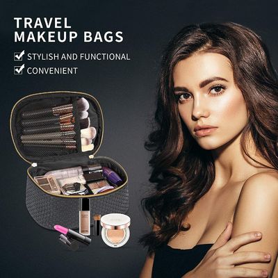 Borsa cosmetica di viaggio della borsa di trucco per l'organizzatore impermeabile portatile Bag Toiletry Bags di trucco delle donne il nero di 3 pacchetti