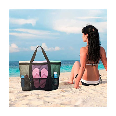 Borse della spiaggia di picnic di conservazione di calore di Mesh Transparent Bag Double Layer delle donne grandi