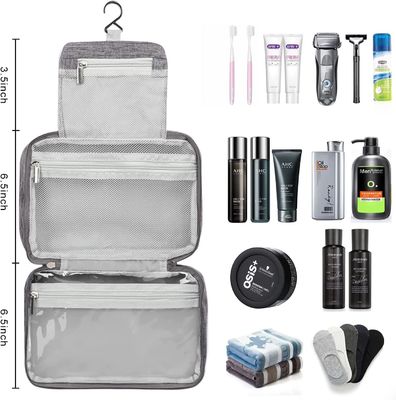 Borsa maschio dell'articolo da toeletta dei cosmeticbags delle signore di grande capacità di doppio strato della chiusura lampo della borsa cosmetica portatile di viaggio con i divisori