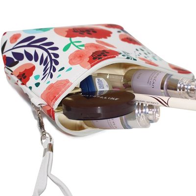 Cuoio cosmetico impermeabile dell'unità di elaborazione di grande capacità della borsa della borsa cosmetica di 3 PCS, bagno, stoccaggio (3 dimensioni) (fiore arancio del sole)