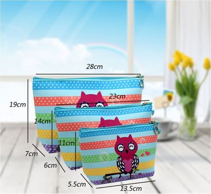 Cuoio cosmetico impermeabile dell'unità di elaborazione di grande capacità della borsa della borsa cosmetica di 3 PCS, bagno, stoccaggio (3 dimensioni) (fiore arancio del sole)