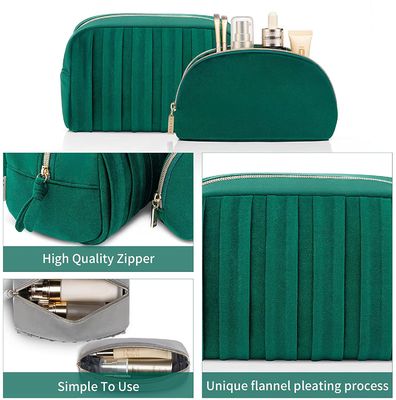Verde cosmetico professionale della borsa del sacchetto del velluto di bellezza di trucco della borsa della chiusura lampo di viaggio di lusso su ordinazione del velluto
