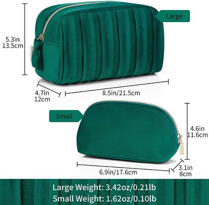 Verde cosmetico professionale della borsa del sacchetto del velluto di bellezza di trucco della borsa della chiusura lampo di viaggio di lusso su ordinazione del velluto
