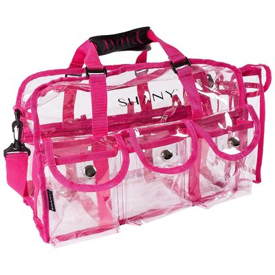 Chiara borsa rosa di trucco del PVC - grande truccatore professionista Rectangular Tote con la cinghia