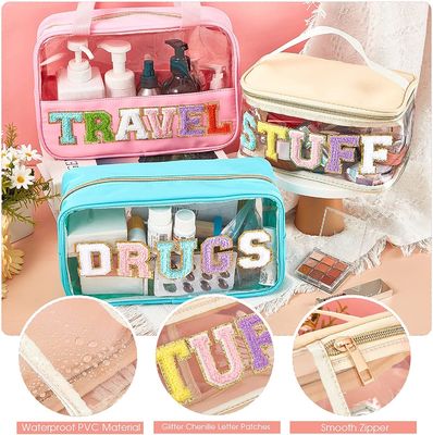Il chiaro trucco insacca la borsa cosmetica dell'articolo da toeletta di viaggio della borsa della toppa della borsa di trucco della borsa di scintillio portatile impermeabile trasparente del PVC