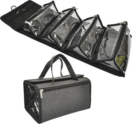 Grande capacità che appende la borsa ecologica 4 di trucco della borsa dell'articolo da toeletta di viaggio del poliestere in 1 tipo organizzatore del rotolo di trucco