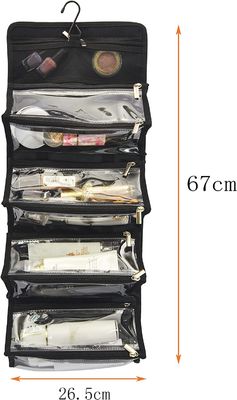 Grande capacità che appende la borsa ecologica 4 di trucco della borsa dell'articolo da toeletta di viaggio del poliestere in 1 tipo organizzatore del rotolo di trucco
