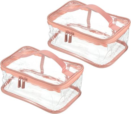 Sacchetto cosmetico della chiara dell'articolo da toeletta della borsa del PVC borsa di trucco con la cinghia della maniglia della chiusura lampo impermeabile per il viaggio