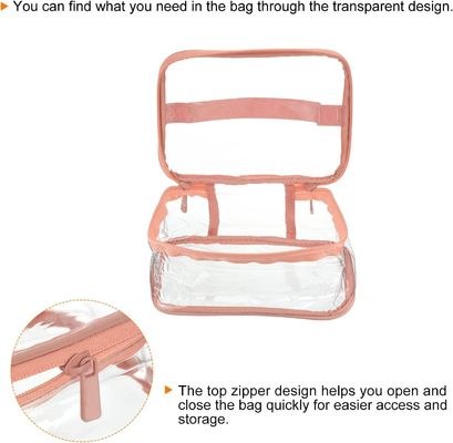 Sacchetto cosmetico della chiara dell'articolo da toeletta della borsa del PVC borsa di trucco con la cinghia della maniglia della chiusura lampo impermeabile per il viaggio