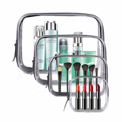 La chiara borsa cosmetica, un PVC impermeabile di 4 pc Zippered l'organizzatore Bag Set di Carry Pouch Portable Makeup Bag dell'articolo da toeletta