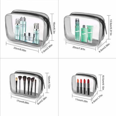 La chiara borsa cosmetica, un PVC impermeabile di 4 pc Zippered l'organizzatore Bag Set di Carry Pouch Portable Makeup Bag dell'articolo da toeletta