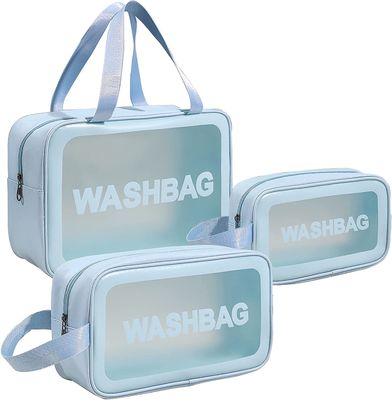 Borsa trasparente del lavaggio di viaggio del chiaro dell'articolo da toeletta della borsa 3 di PCS cosmetico di trucco per le donne
