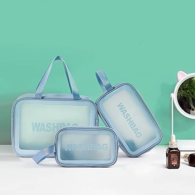 Borsa trasparente del lavaggio di viaggio del chiaro dell'articolo da toeletta della borsa 3 di PCS cosmetico di trucco per le donne