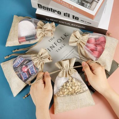 Sacchetti puri dei gioielli della borsa del regalo del cordone delle borse della tela da imballaggio durevole leggera per il favore di festa nuziale di Candy