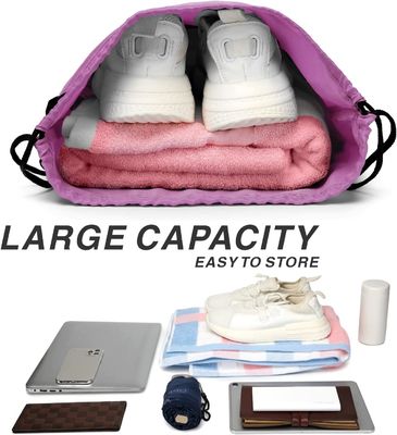 tasca pieghevole di nylon del lato della chiusura lampo del sacco W del pacchetto di Tote Bag del cordone della palestra di sport 210D per le donne degli uomini rosa