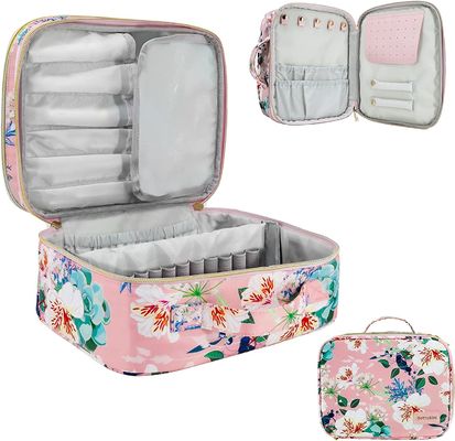 Grande bene durevole extra e borsa leggera della spazzola di Water Resistant Makeup dell'organizzatore di trucco di doppio strato della borsa di trucco