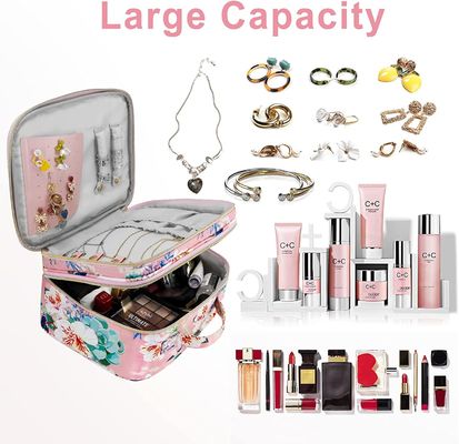 Grande bene durevole extra e borsa leggera della spazzola di Water Resistant Makeup dell'organizzatore di trucco di doppio strato della borsa di trucco