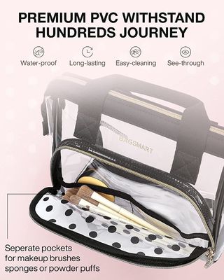 L'organizzatore trasparente Case della borsa di trucco di Lightweit per gli accessori svegli degli articoli da toeletta di CosmeticsPouch delle donne spazzola Polk