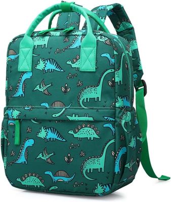 Borsa di viaggio della scuola materna di asilo dei bambini di Unicorn School Book Bag Boys del dinosauro dello zaino con la cinghia pettorale (Di verde