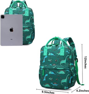 Borsa di viaggio della scuola materna di asilo dei bambini di Unicorn School Book Bag Boys del dinosauro dello zaino con la cinghia pettorale (Di verde