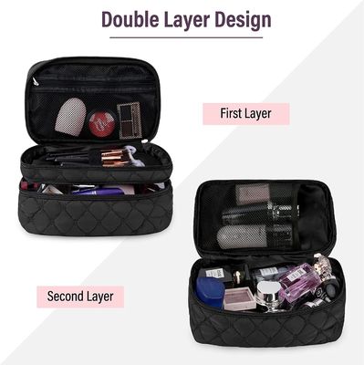 La borsa cosmetica di viaggio portatile di trucco con la grande borsa 2Pcs dell'articolo da toeletta di doppio strato della maniglia impermeabile compone la borsa per le donne