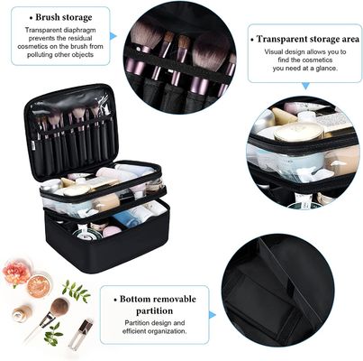 Borsa cosmetica della borsa impermeabile nera di trucco di capacità della lager per il viaggio