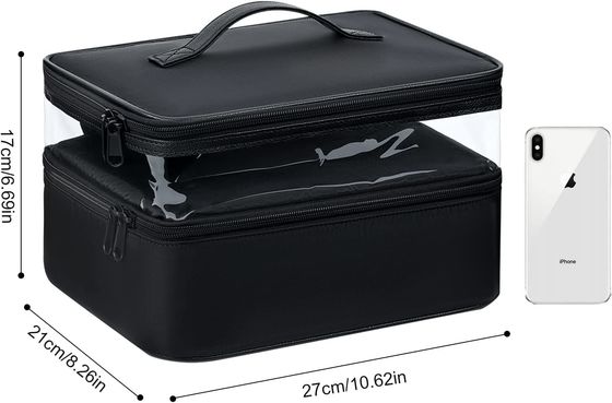 Borsa cosmetica della borsa impermeabile nera di trucco di capacità della lager per il viaggio