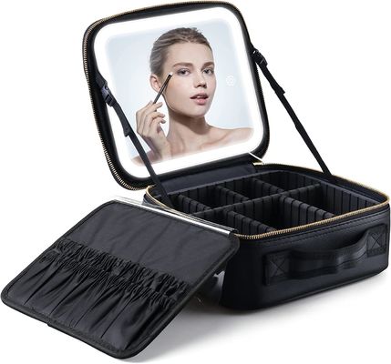 Caso di trucco di viaggio con la regolazione accesa di colore dello specchio 3, regalo di festa della Mamma, cassa di treno cosmetica di trucco con regolabile