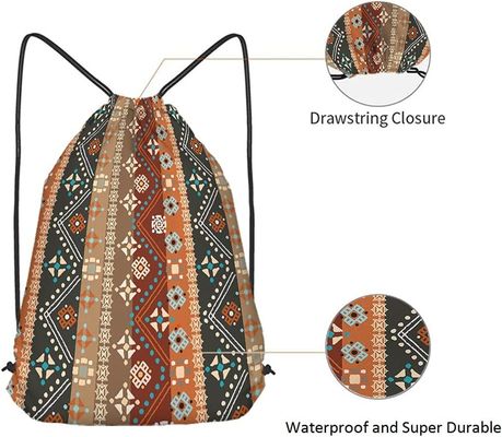 Stile della Boemia Art Batik Seamless Pattern tribale di cordone di Boho dello zaino floreale della borsa