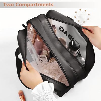 Borsa dell'articolo da toeletta di viaggio per le donne e gli uomini, Matte Translucent Toiletry Bag con la maniglia pratica, organizzatore cosmetico Bag di trucco