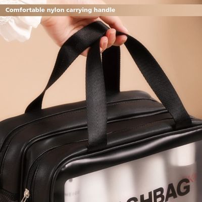 Borsa dell'articolo da toeletta di viaggio per le donne e gli uomini, Matte Translucent Toiletry Bag con la maniglia pratica, organizzatore cosmetico Bag di trucco