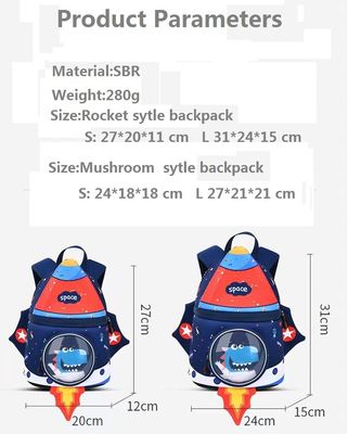 Borse 31 * 24 * 15 cm di istruzione del neoprene dello zaino 3D dei bambini di Rocket Shape SBR